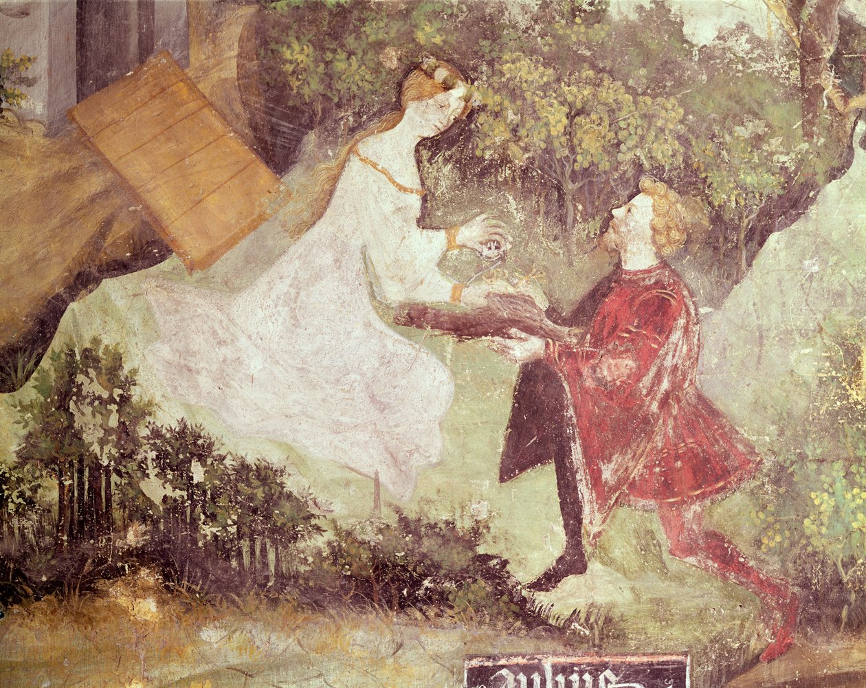 Juli måned, detalje af et par, ca. 1400 af Bohemian School