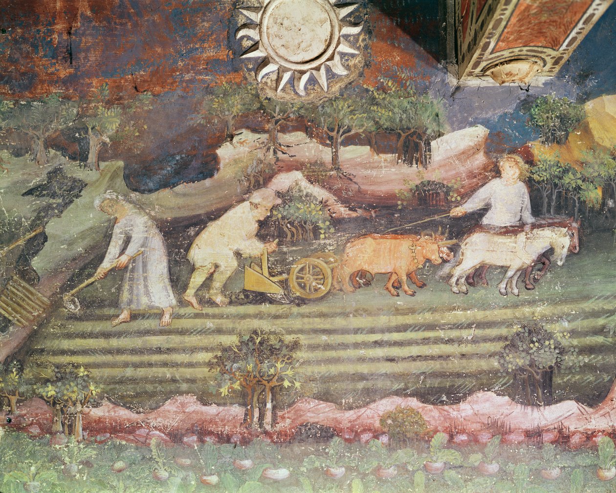 September måned, detalje af pløjning, ca. 1400 af Bohemian School
