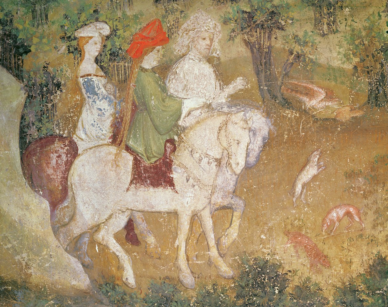 September måned, detaljer om afgang til jagten, ca. 1400 af Bohemian School