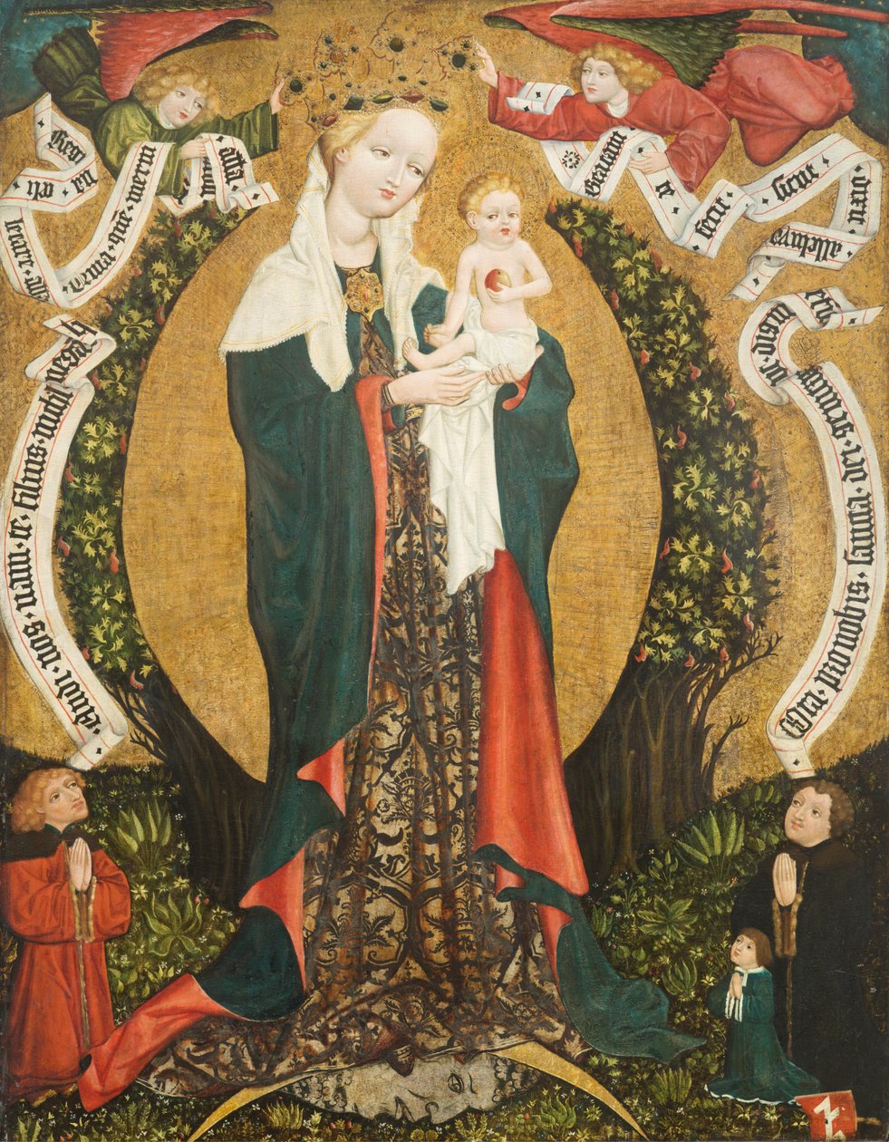 Jomfru og barn på halvmåne fra Deštná, ca.1450 (tempera på træ) af Bohemian School