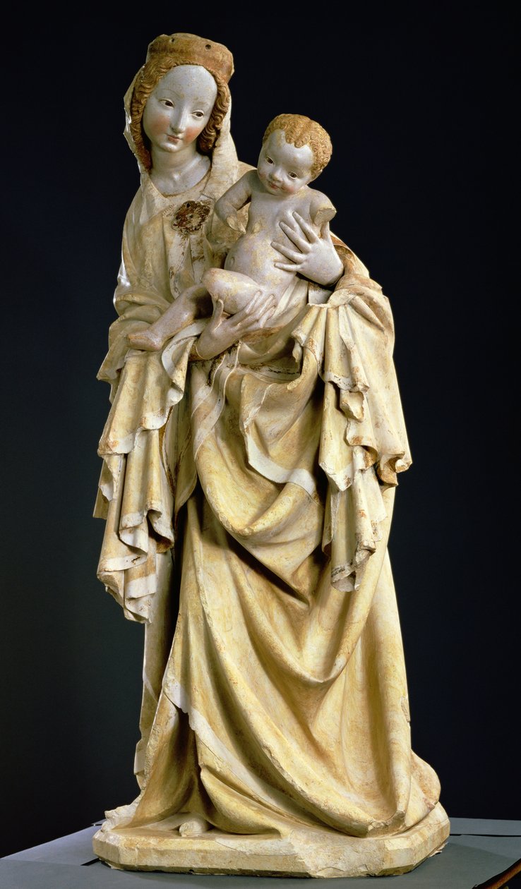 Krumauer Madonna, ca. 1400 (polykrom sten) af Bohemian School
