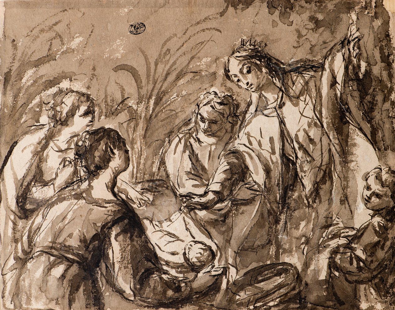 Faraos datter opdager spædbarnet Moses, fundet af Moses af Bolognese School