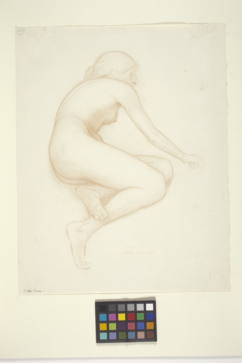 Model Crouching (blæk på papir) af Bolton Coit Brown