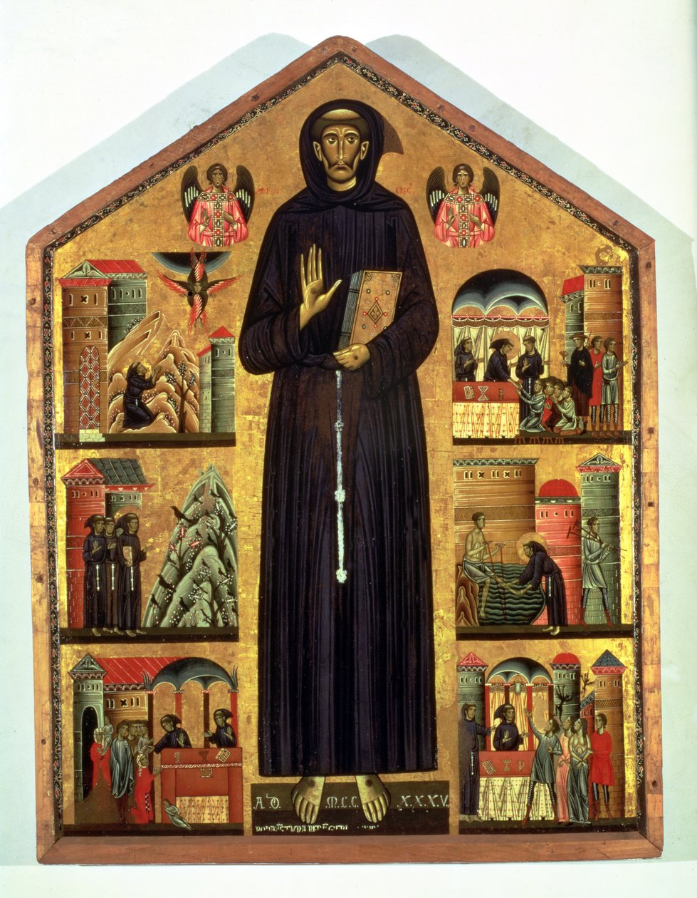 St. Frans af Assisi (ca. 1182-1226) med scener fra hans liv, 1235 (panel) af Bonaventura Berlinghieri