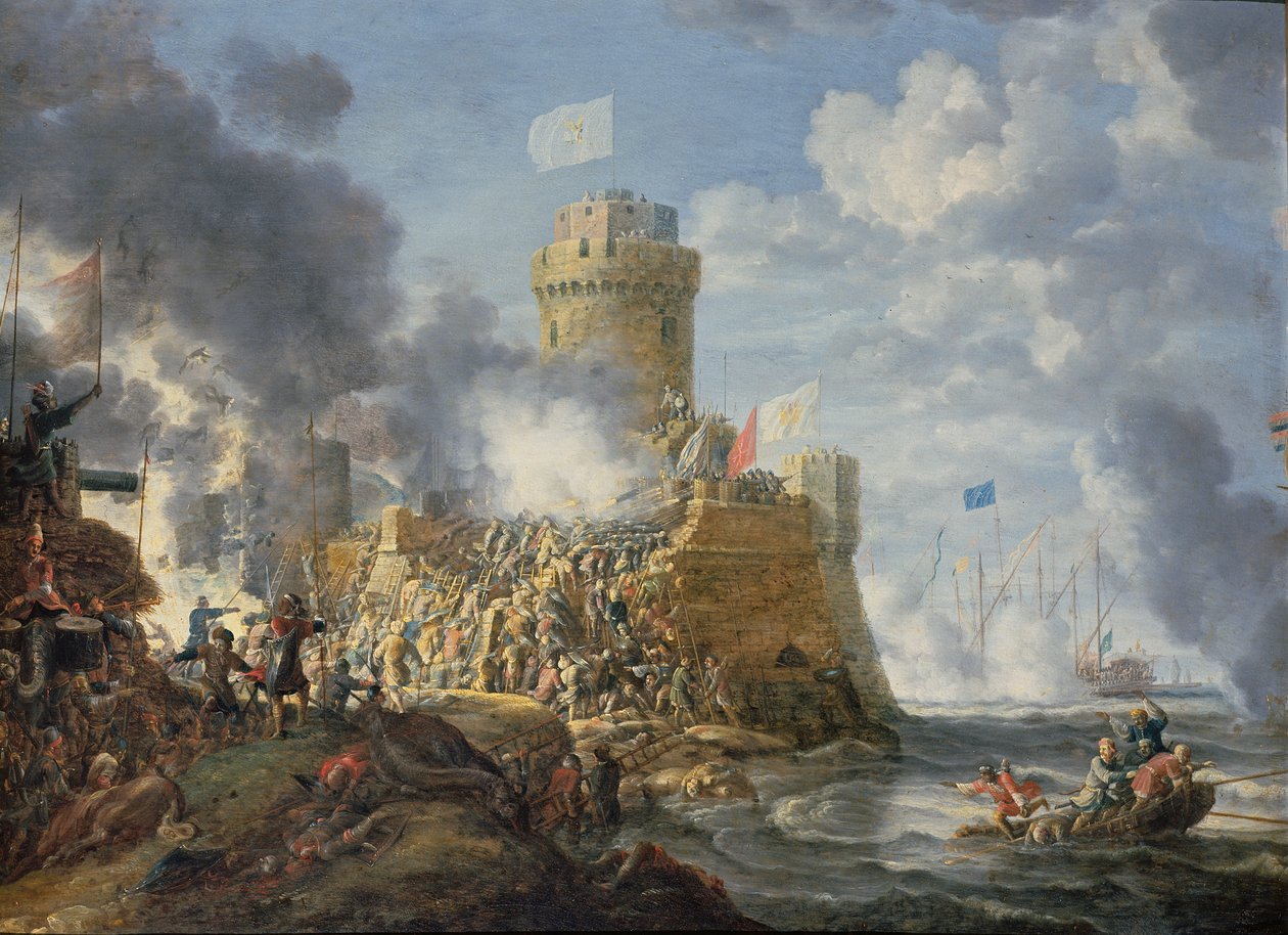 Tyrkere stormer en havn, 1641 af Bonaventura Peeters