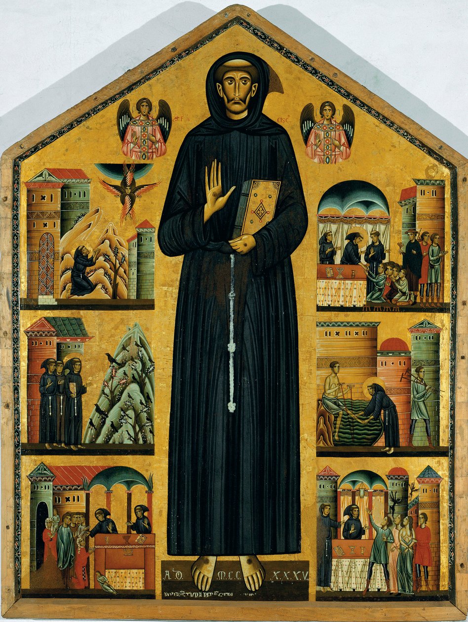 Sankt Francois af Assisis liv. (Maleri på træ) 1235 af Bonaventura Berlinghieri