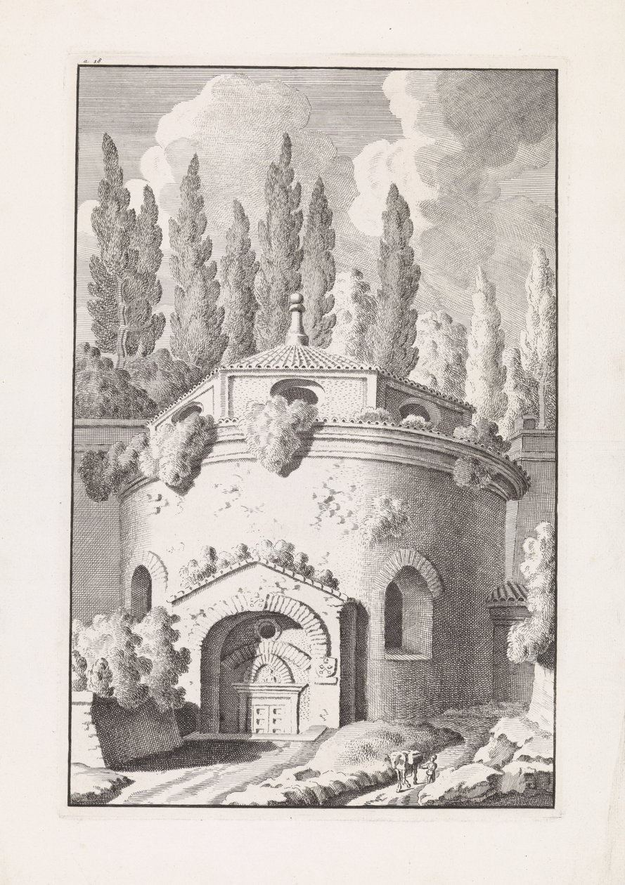Ruïne af en romersk rund tempel Relikvier fra den antikke by Rom (serietitel) af Bonaventura van Overbeek