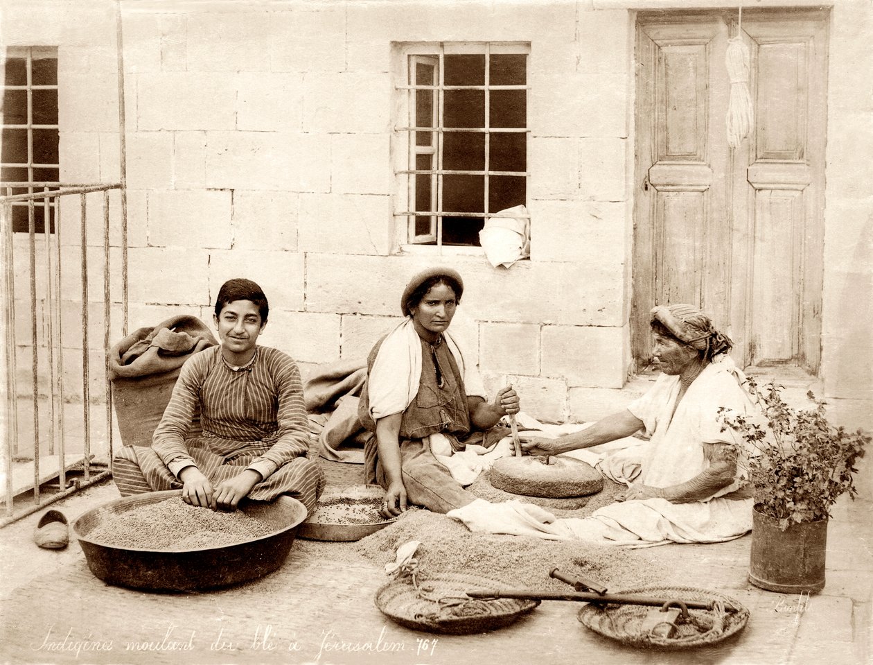 Maling af hvede i Jerusalem, c.1867-98 af Bonfils Studio
