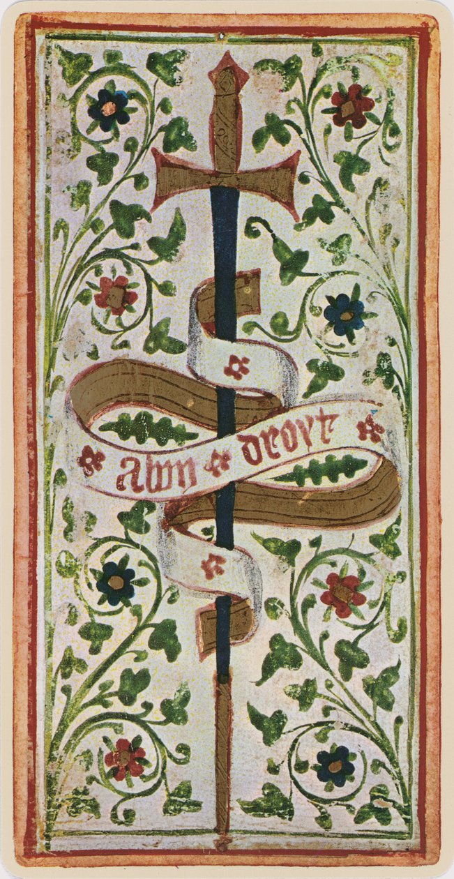 The Ace of Swords, faksimile af et tarotkort fra 