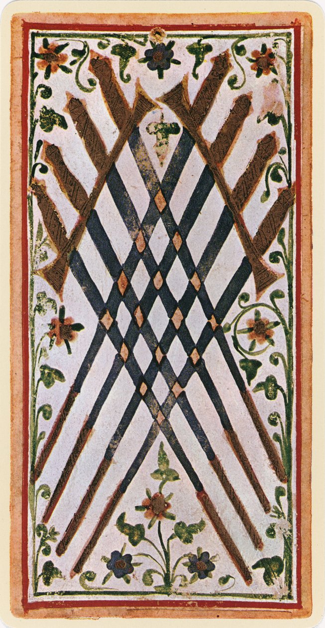 The Eight of Swords, faksimile af et tarotkort fra 
