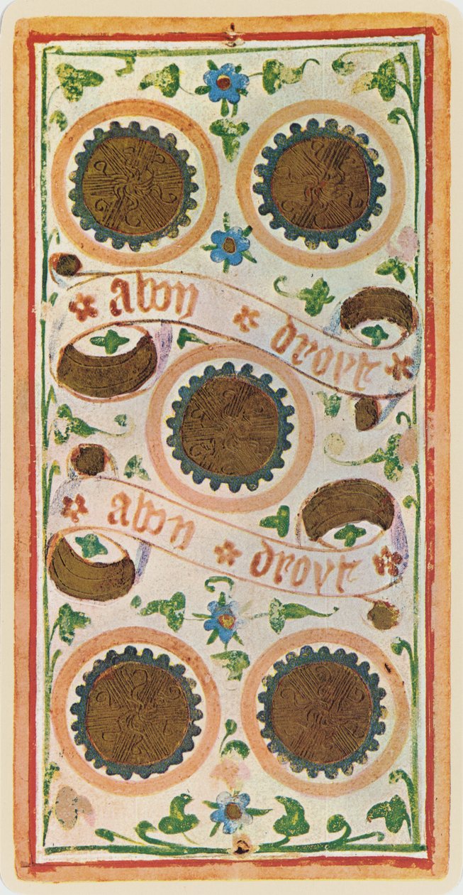 De fem mønter, faksimile af et tarotkort fra 