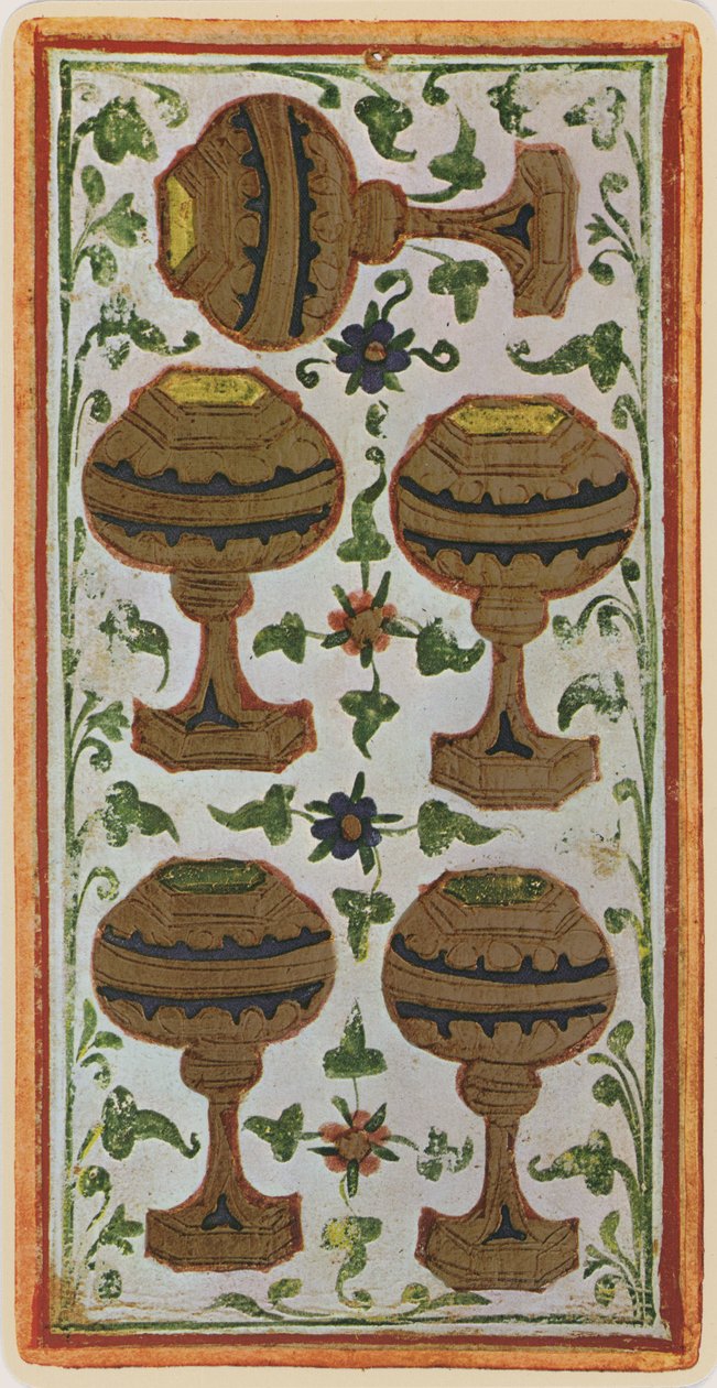 The Five of Cups, faksimile af et tarotkort fra 
