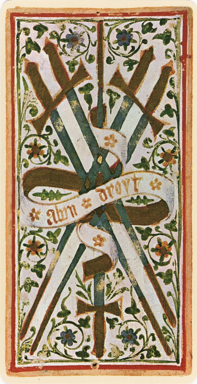 The Five of Swords, faksimile af et tarotkort fra 