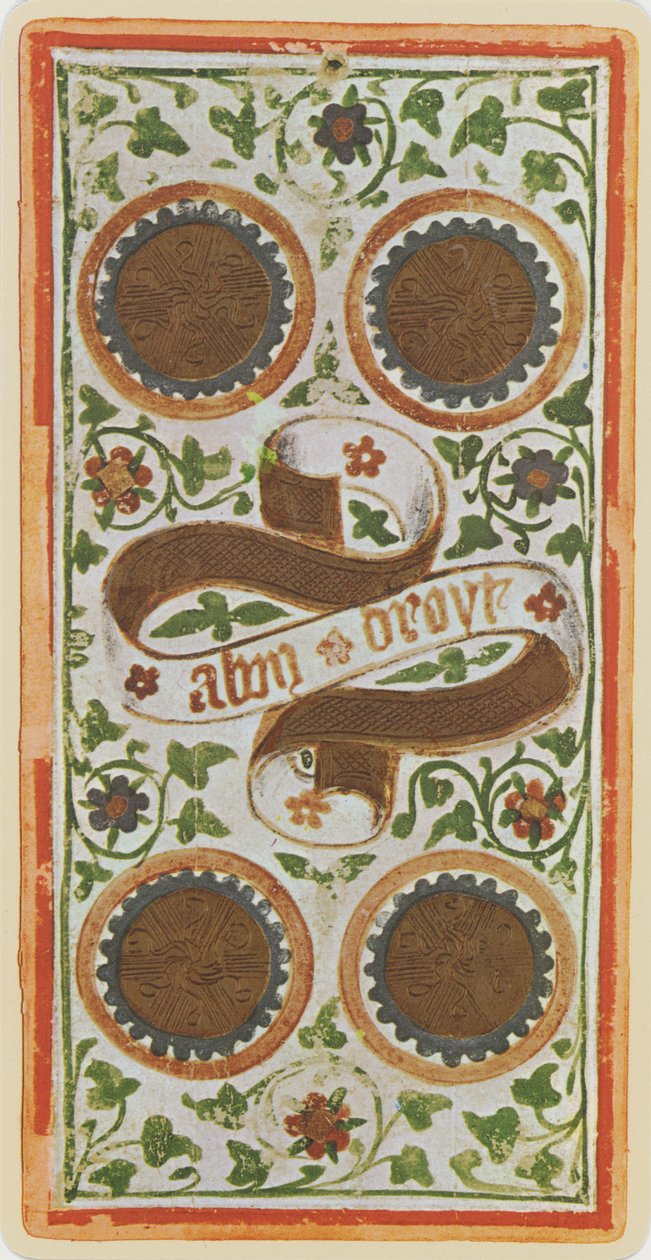 De fire af mønter, faksimile af et tarotkort fra 