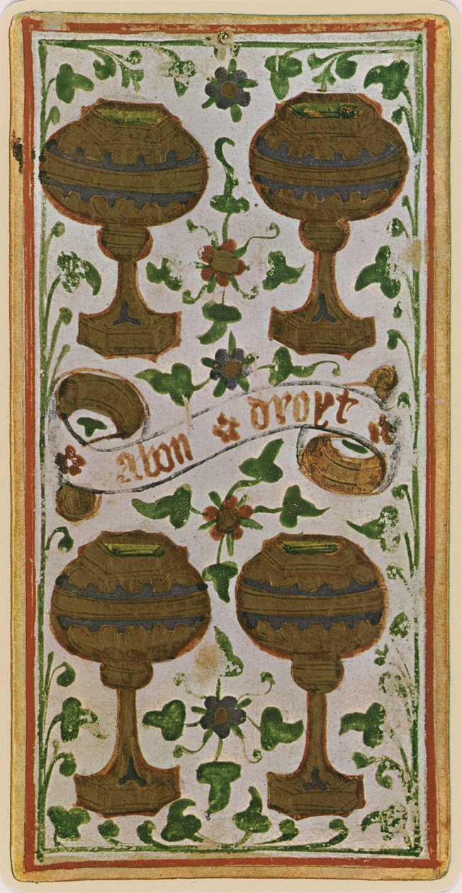The Four of Cups, faksimile af et tarotkort fra 