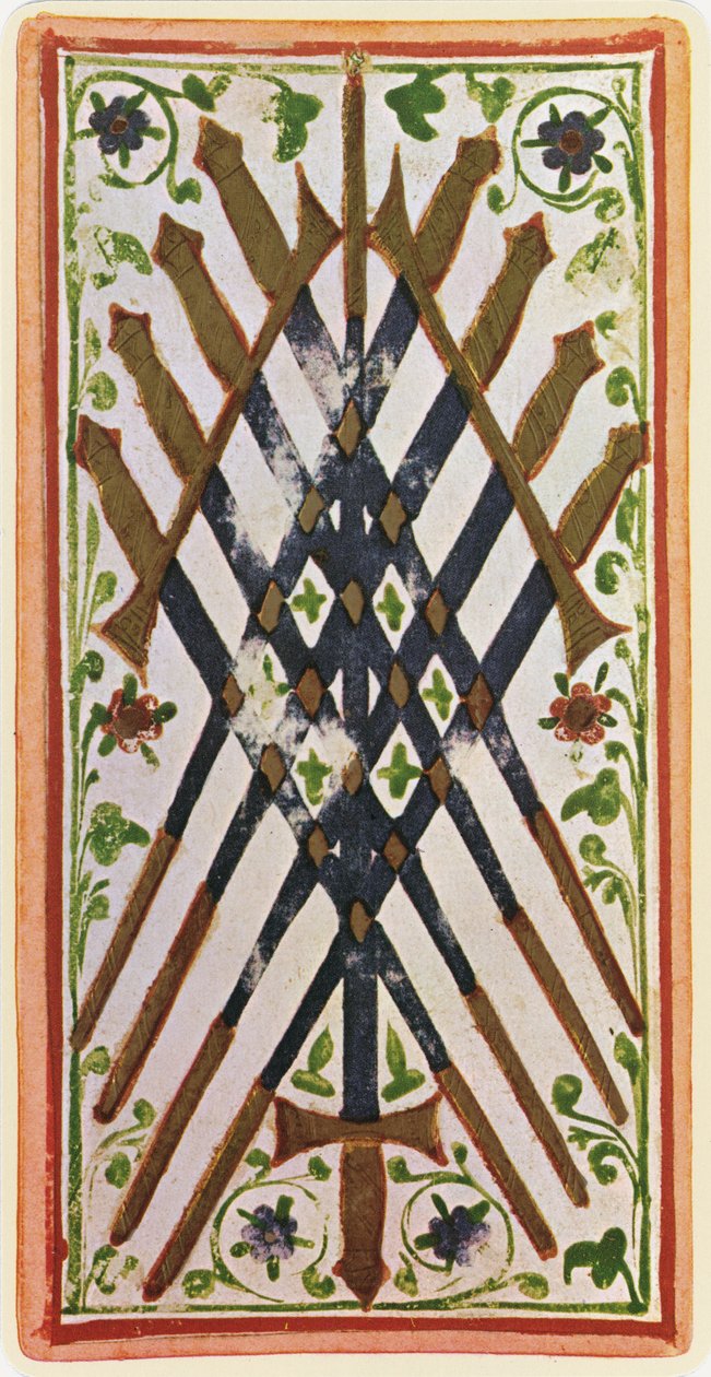 The Nine of Swords, faksimile af et tarotkort fra 