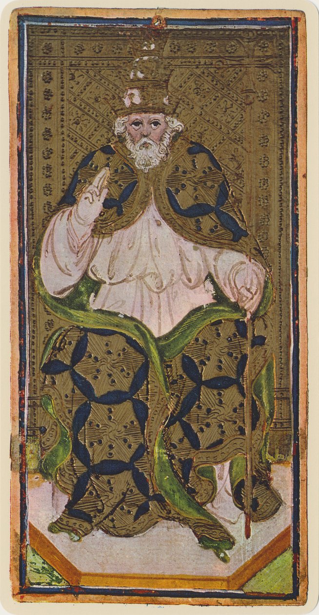 Paven, fascimile af et tarotkort fra "Visconti"-spillet, 1441-47 af Bonifacio Bembo