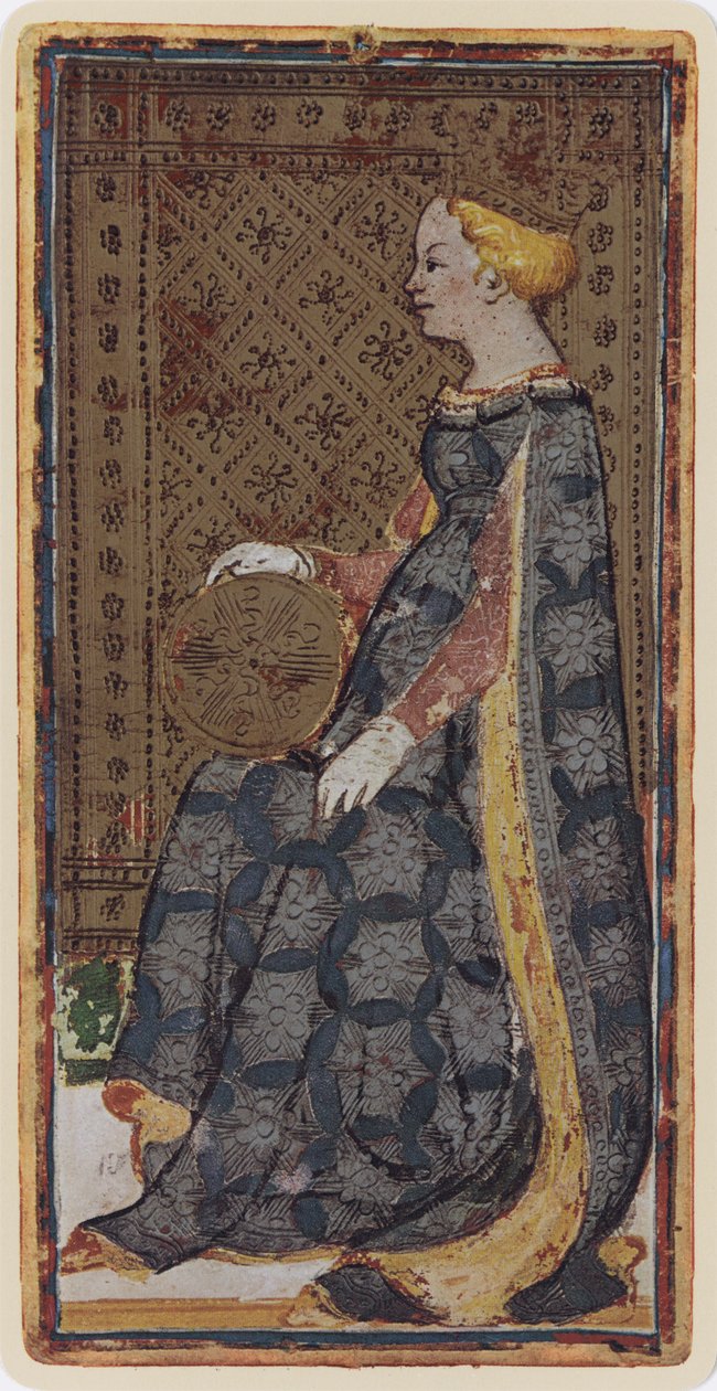 Møntdronningen, faksimile af et tarotkort fra 