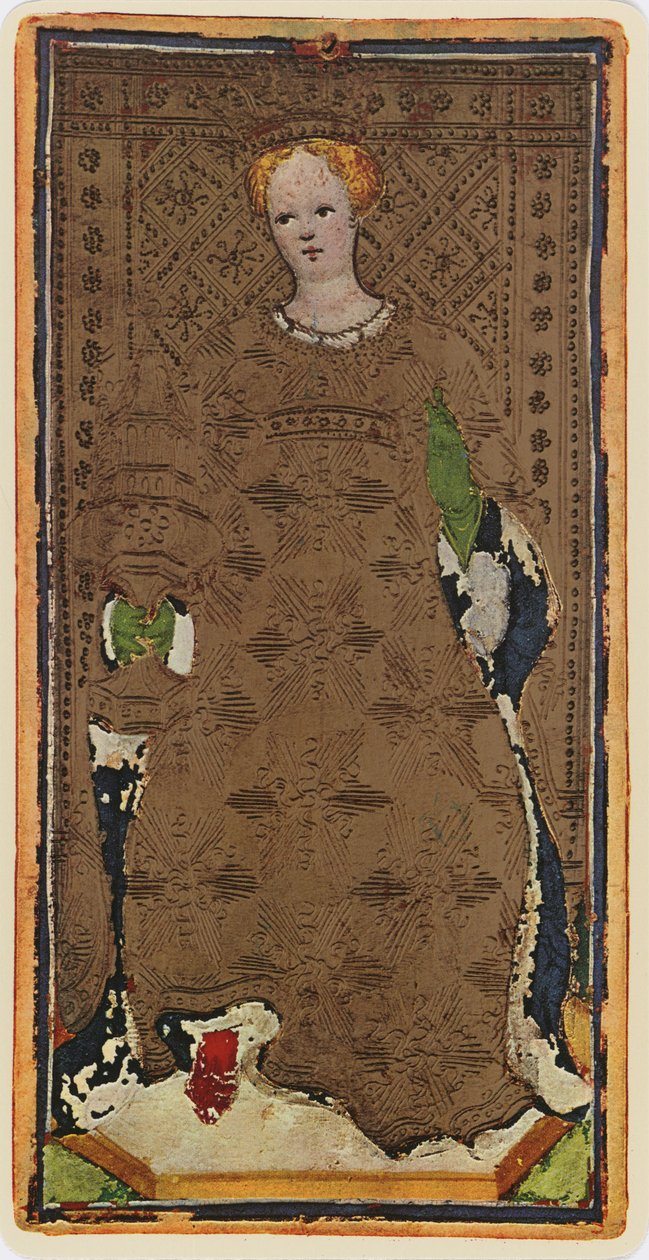 The Queen of Cups, faksimile af et tarotkort fra 