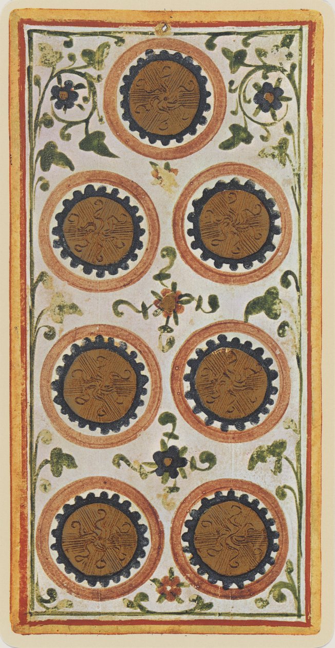 De syv mønter, faksimile af et tarotkort fra 