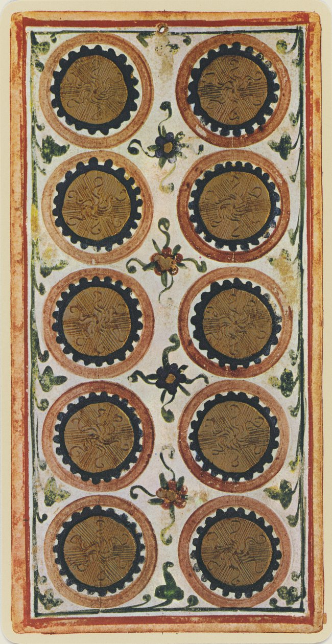 De ti mønter, faksimile af et tarotkort fra 