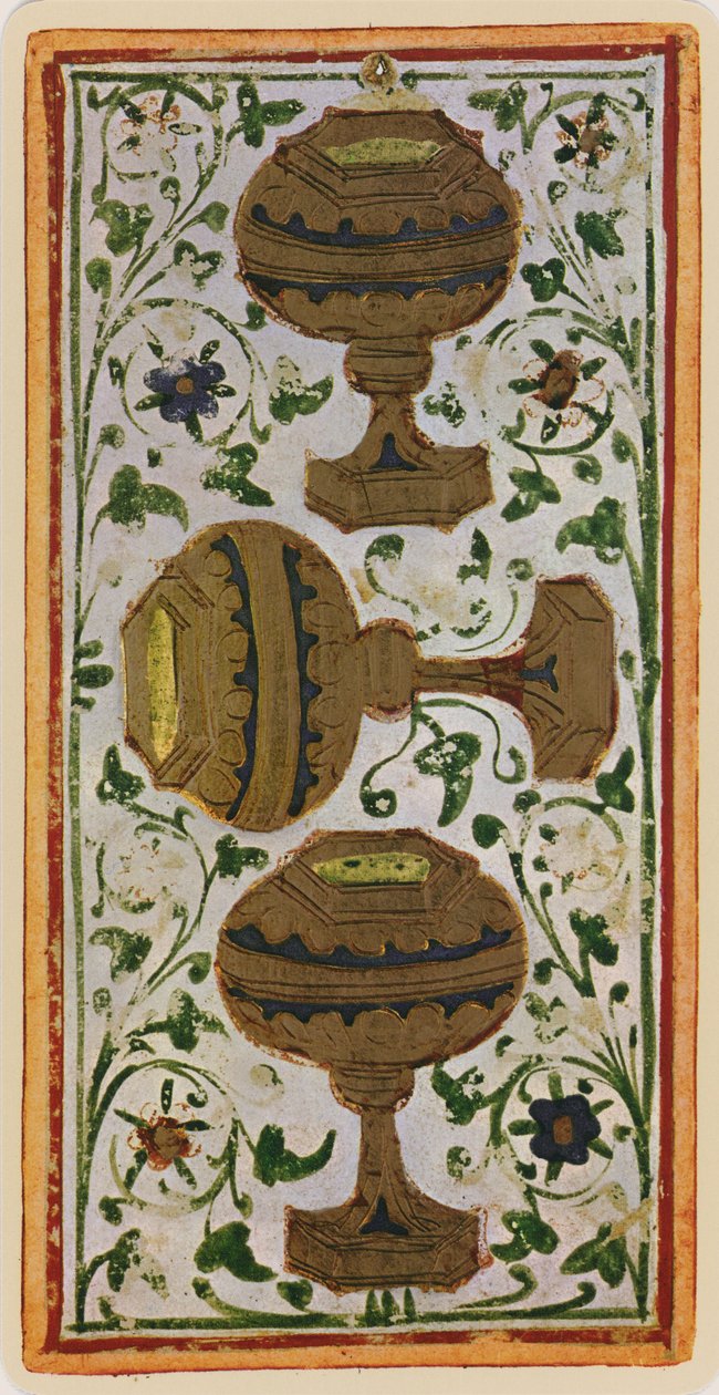 The Three of Cups, faksimile af et tarotkort fra 