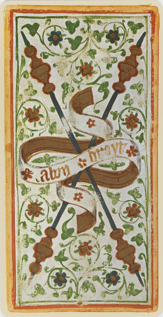 The Two of Wands, faksimile af et tarotkort fra 