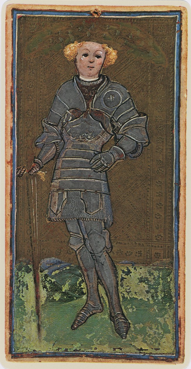 Sværdets knægt, faksimile af et tarotkort fra 