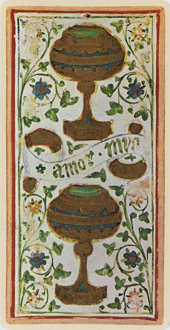 The Two of Cups, faksimile af et tarotkort fra 