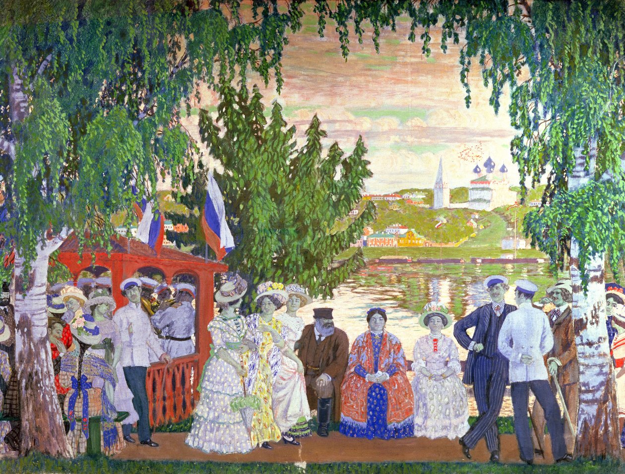 Festlig sammenkomst, 1910 af Boris Mikhailovich Kustodiev