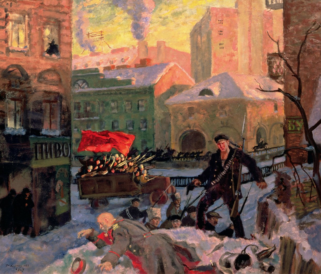 oktober 1917 i Petrograd af Boris Mikhailovich Kustodiev