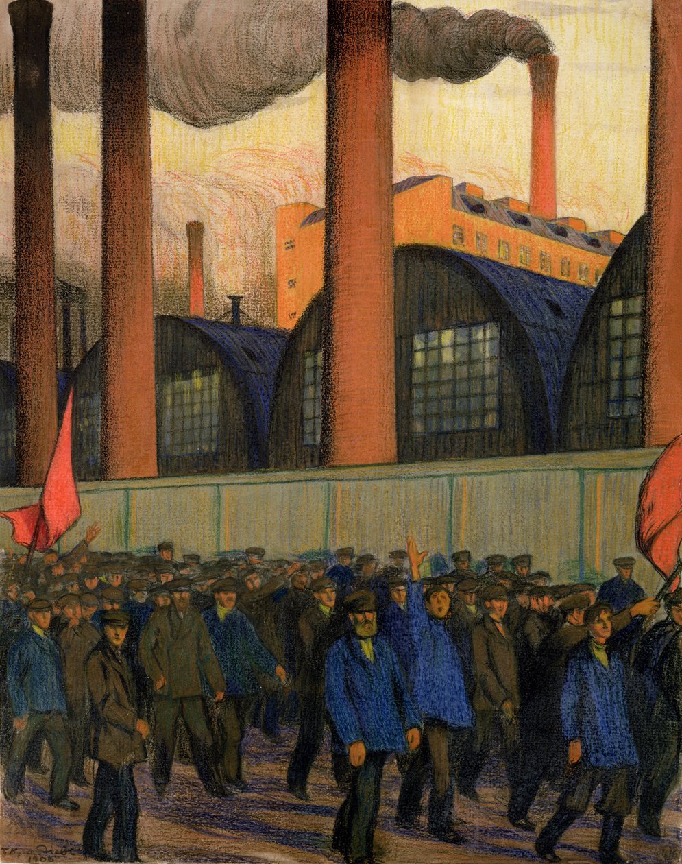 Strejke af Boris Mikhailovich Kustodiev