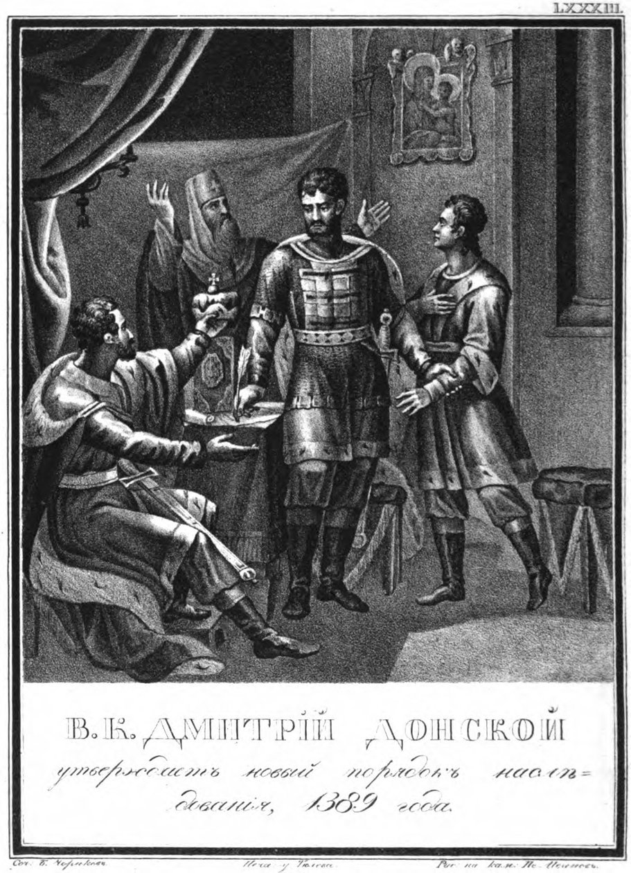 Dmitry Donskoy godkender en ny arvefølge, 1389 Fra Illustreret Karamzin, 1836 af Boris Artemyevich Chorikov