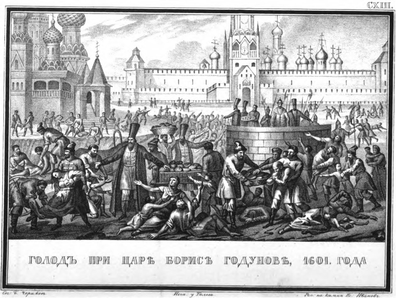 Hungersnød under Boris Godunovs regeringstid fra Illustreret Karamzin, 1836 af Boris Artemyevich Chorikov
