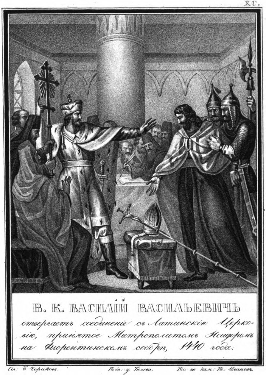 Storprins Vasily Vasiliyevich afviser forbindelse med den latinske kirke. 1440 Fra Illustreret K af Boris Artemyevich Chorikov