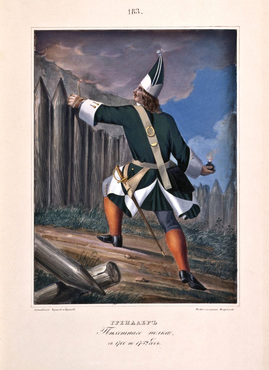 Grenader af infanteriregimentet i 1700-1732, 1841 af Boris Artemyevich Chorikov