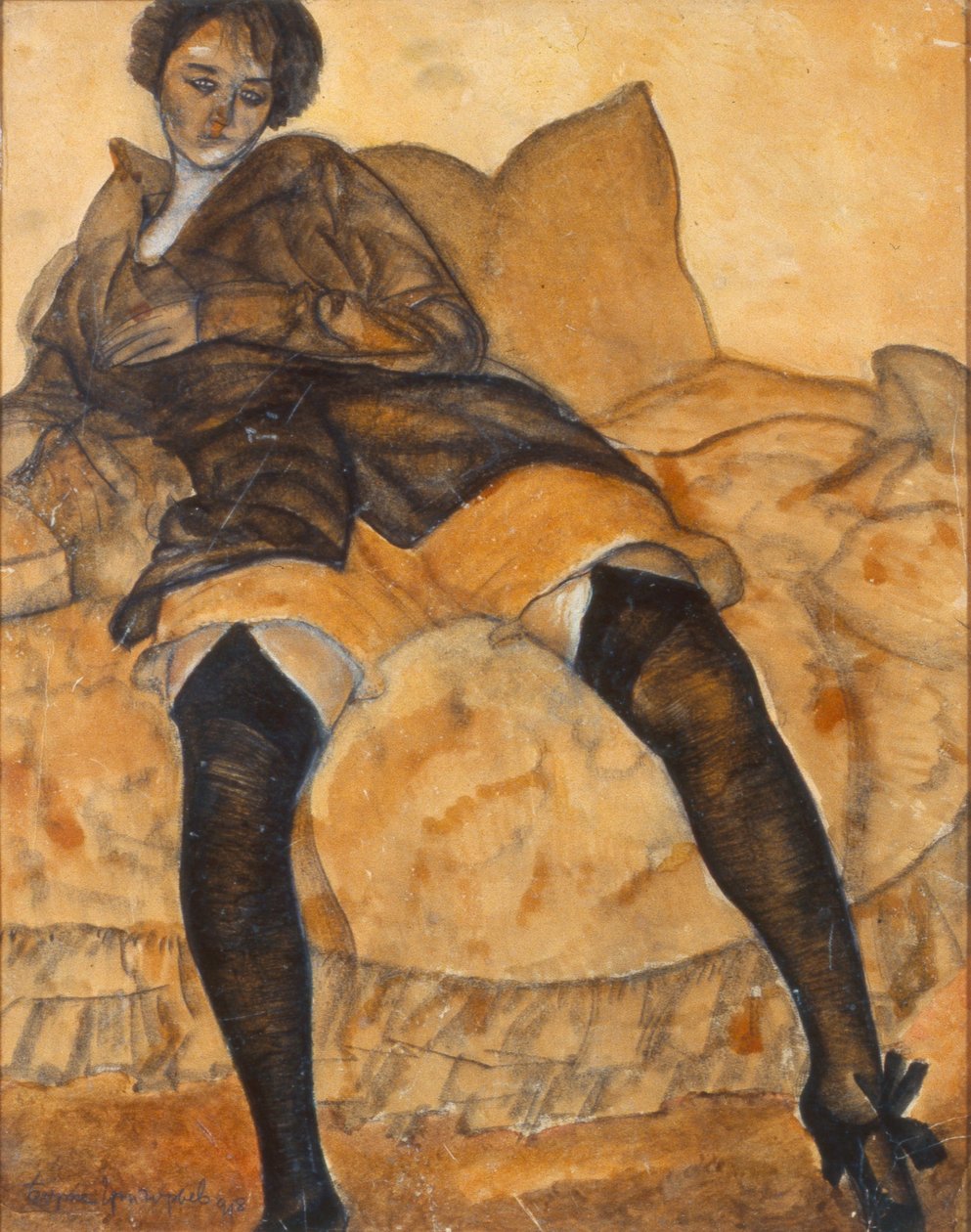 En siddende kvinde, ca. 1918 af Boris Dmitrievich Grigoriev