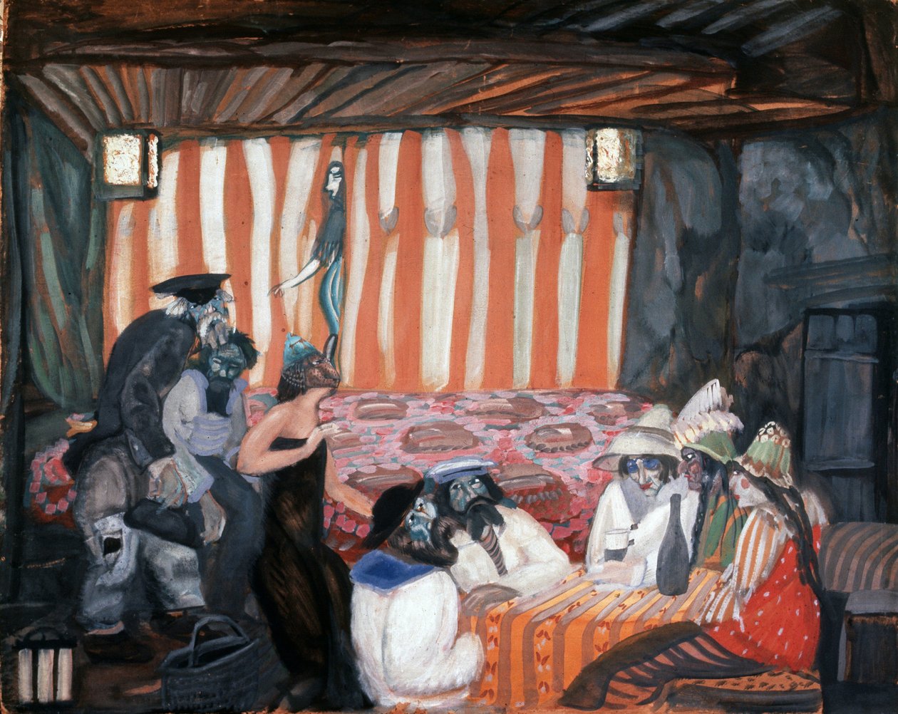 ""Cabaret"" Maleri af Boris Grigoriev (1886-1939) 1918 Privat samling af Boris Dmitrievich Grigoriev