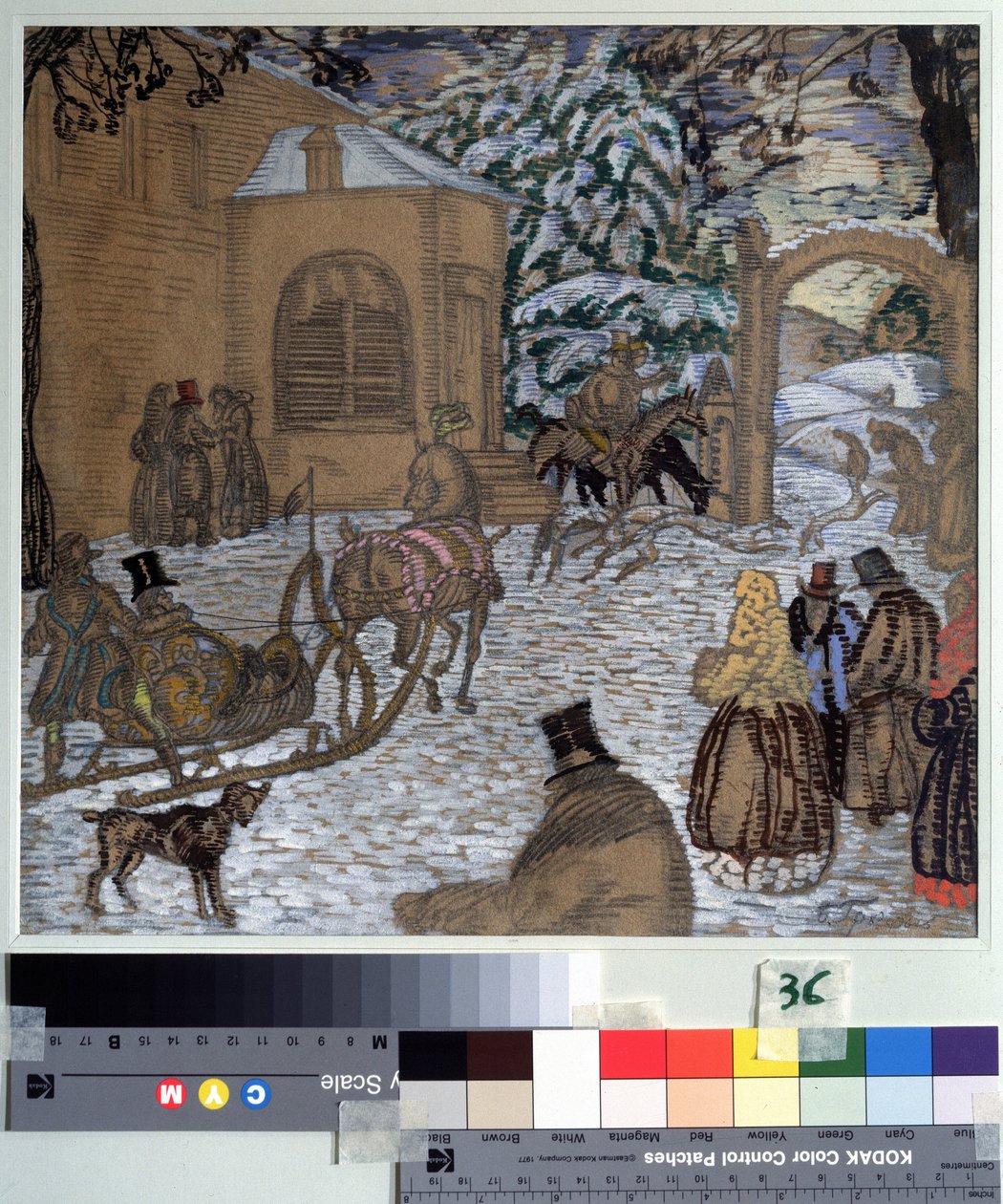 Illustration til romanen Dubrovsky af Alexander Pushkin (1799-1837) (Illustration til romanen Dubrovsky af A. Pushkin). Værk af Boris Dmitryevich Grigoriev (1886-1939), akvarel, gouache, blæk og blyant på papir af Boris Dmitrievich Grigoriev