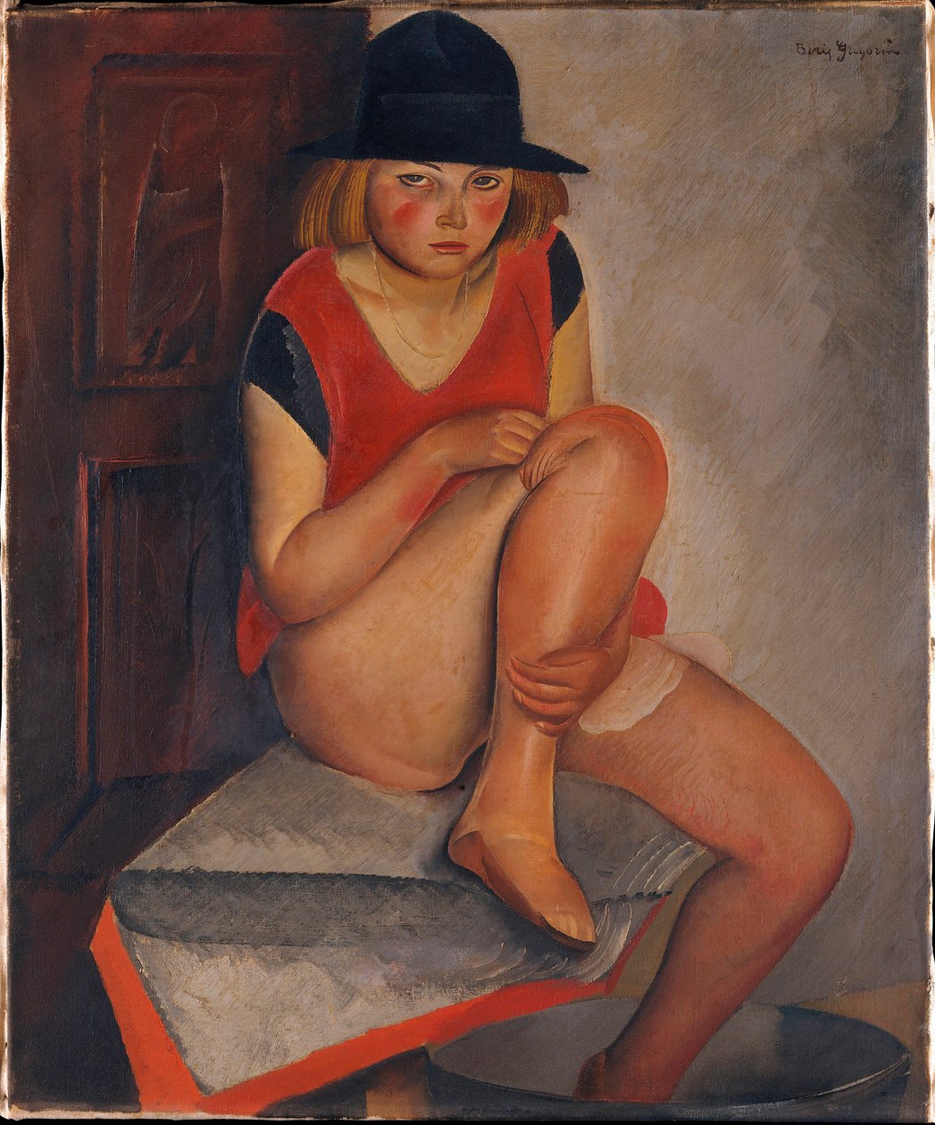 ""La modele"" (Modellen) Peinture de Boris Grigoriev (1886-1939) ca 1926 - Olie på lærred Dim 72,7x60 cm Metropolitan Museum of Art, New York ©FineArtImage/Leemage af Boris Dmitrievich Grigoriev