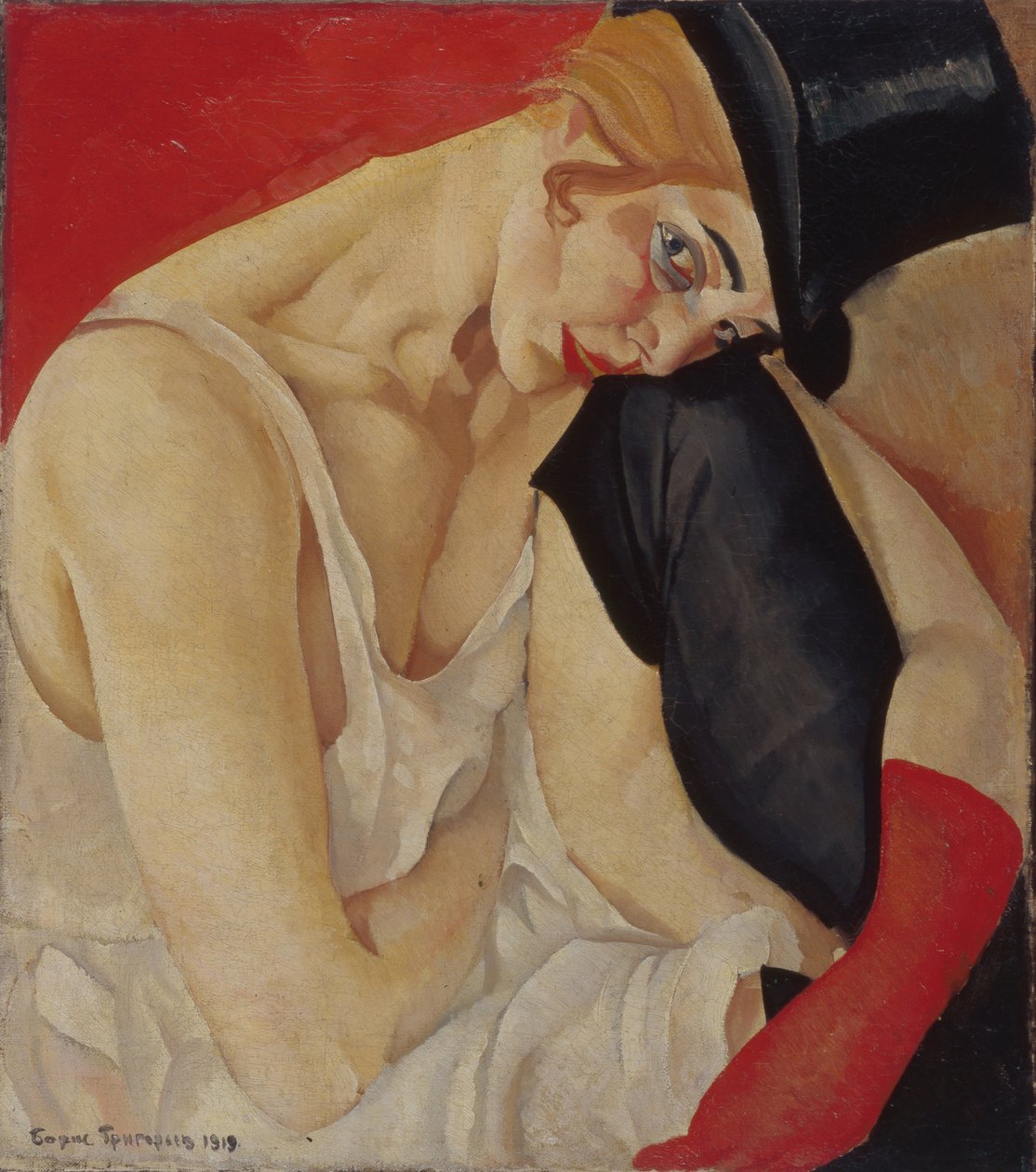 Dame med høj hat, 1919 af Boris Dmitrievich Grigoriev