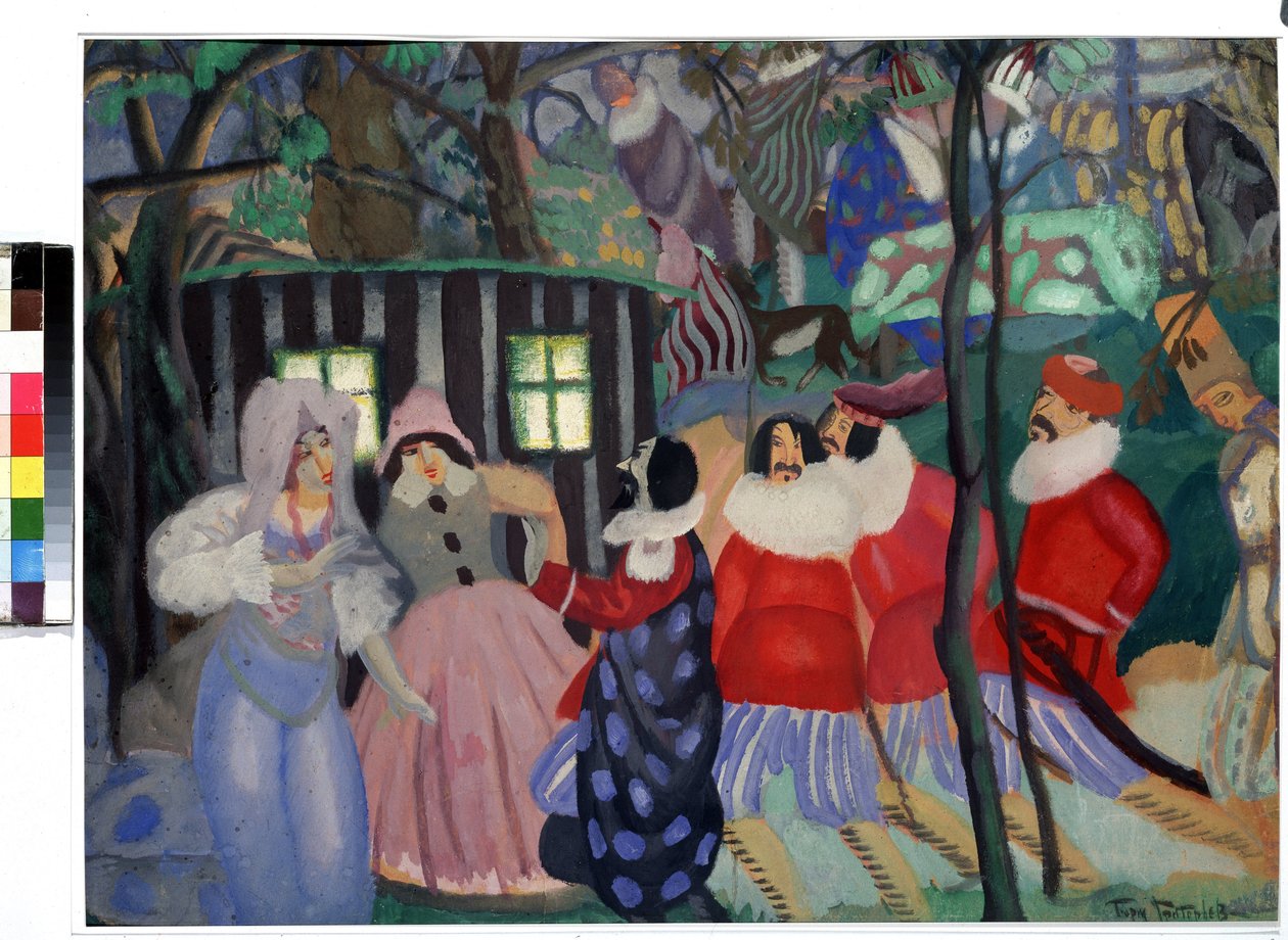 The Conquerors (The Conquerors). Værk af Boris Dmitrievich Grigoriev (1886-1939), gouache på pap af Boris Dmitrievich Grigoriev