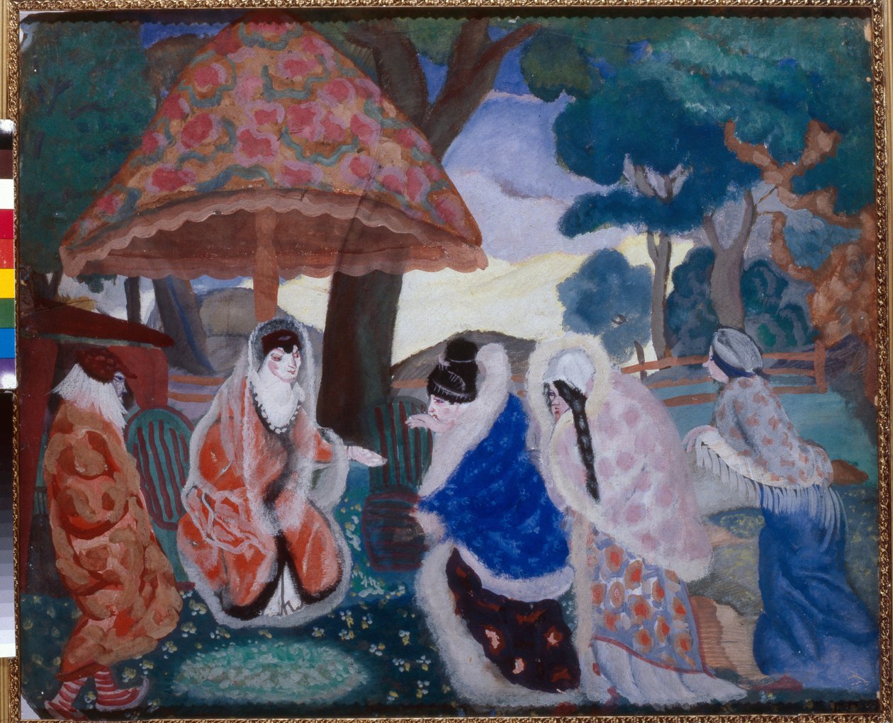 Greetings to the Newlyweds (Greeting the Newlyweds) - Maleri af Boris Dmitrievich Grigoriev (1886-1939) af Boris Dmitrievich Grigoriev