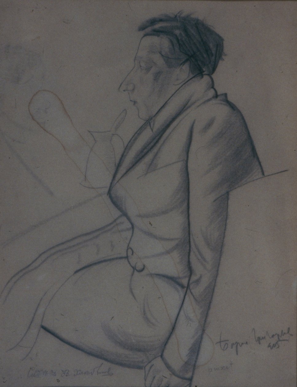 Portræt af digteren Velimir Khlebnikov 1885-1922, 1915 af Boris Dmitrievich Grigoriev