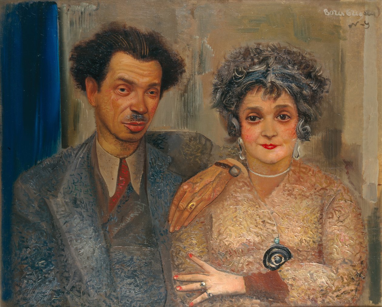 Portræt af kunstneren Nikiolai Remizov 1887-1975 med sin kone, mellem 1926 og 1933 af Boris Dmitrievich Grigoriev