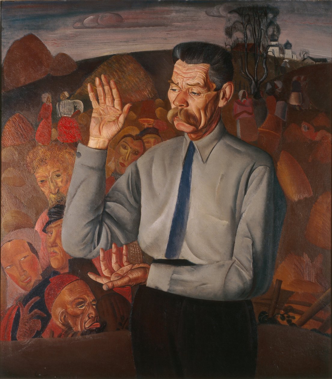 Portræt af forfatteren Maxim Gorky 1868-1939, 1926 af Boris Dmitrievich Grigoriev