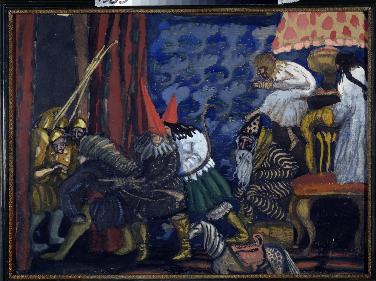 En bådudstilling. Værk af Boris Dmitryevich Grigoriev (1886-1939), tempera på pap af Boris Dmitrievich Grigoriev