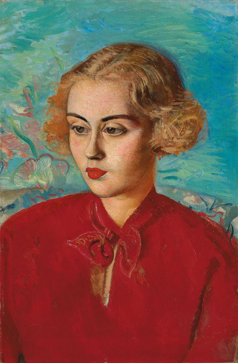 Kvinde i rødt af Boris Dmitrievich Grigoriev