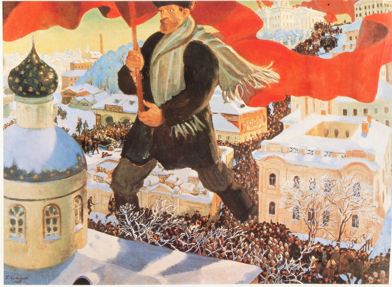 Bolsjevist, efter maleri af Boris Kustodiev, Rusland (litografi) af Boris Mikhailovich Kustodiev