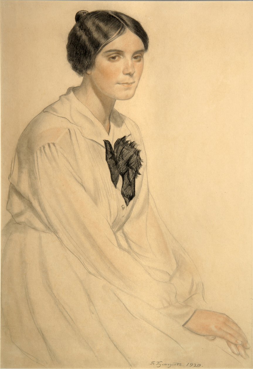 Portræt af Xenia Nikolaevna Semenova Skalova, 1920 af Boris Mikhailovich Kustodiev